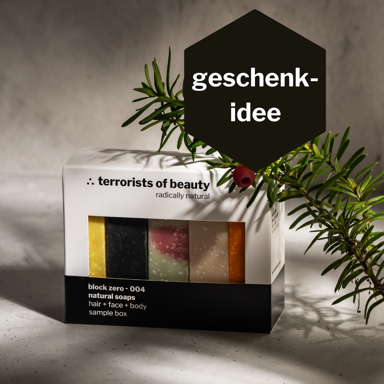 sample box XL | mit 5 stücken aller terrorists of beauty seifen